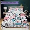 Cozy Cute Cartoon Cat & Animal Print Pattern Bedding,Quilt Set Quilt Cover Pillowcase Home Birthday Gift (1*duvet cover+2*pillowcase,without core)ZSJT