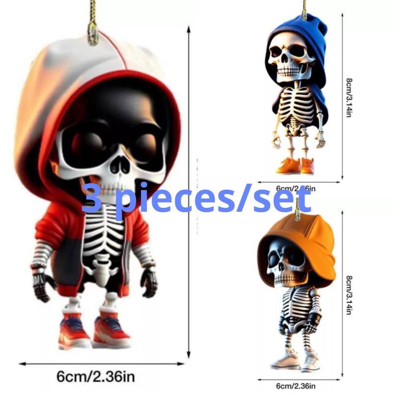 Новый плоский акриловый самолет 2D череп автомобиль подвесное украшение креативные украшения для автомобиля на Хэллоуин акриловые плоские подвески для ключей украшение