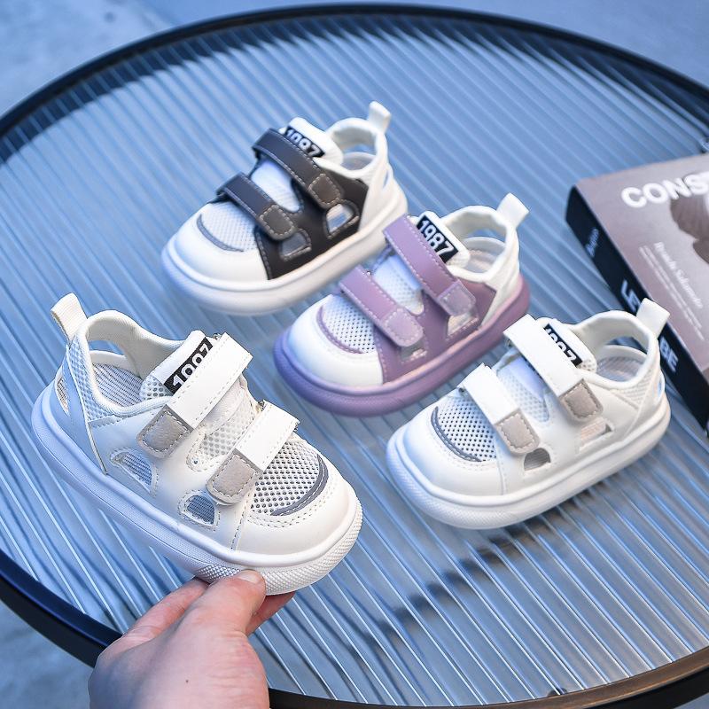 2026Summer new children's sandals with soft soles, toddler shoes with Velcro, non-slip mesh hollow sandals for boys and girls