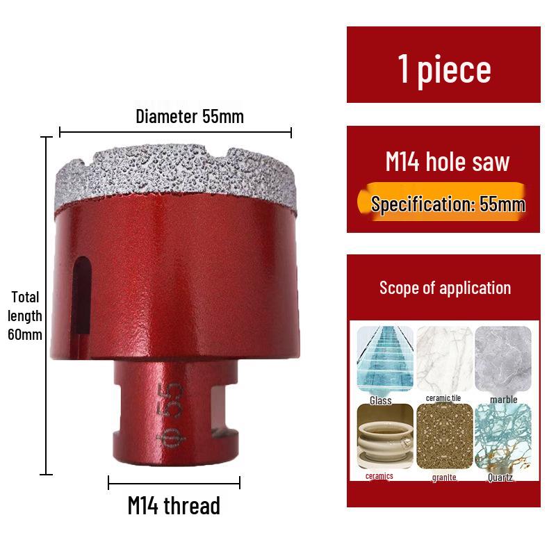 M14 Алмазная коронка паяная для плитки, мрамора, камня, стекла - Насадка для угловой шлифмашины для расширения отверстий