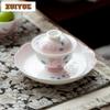 90ml Gradient Hand-painted Peony Pot Bearing Holder Vintage Gaiwan Base Dry Brew Table Tea Tray Coasters Cafes Fruit Snack Plate