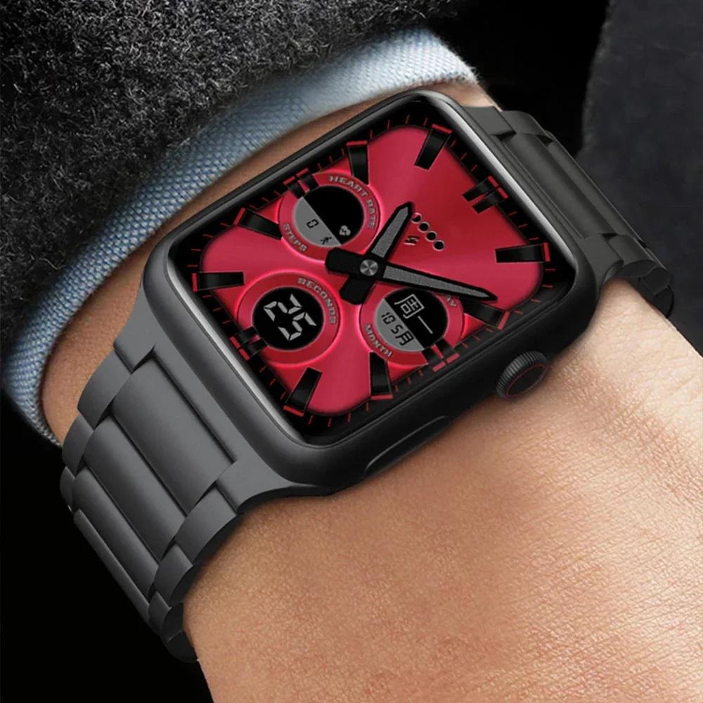 Титановый деловой ремешок для Apple Watch Series 11 46 мм Ultra 3 2 49 мм Ремешок 45 мм 44 мм Роскошный Correa для IWatch 9 8 7 6 Se 5 41 мм