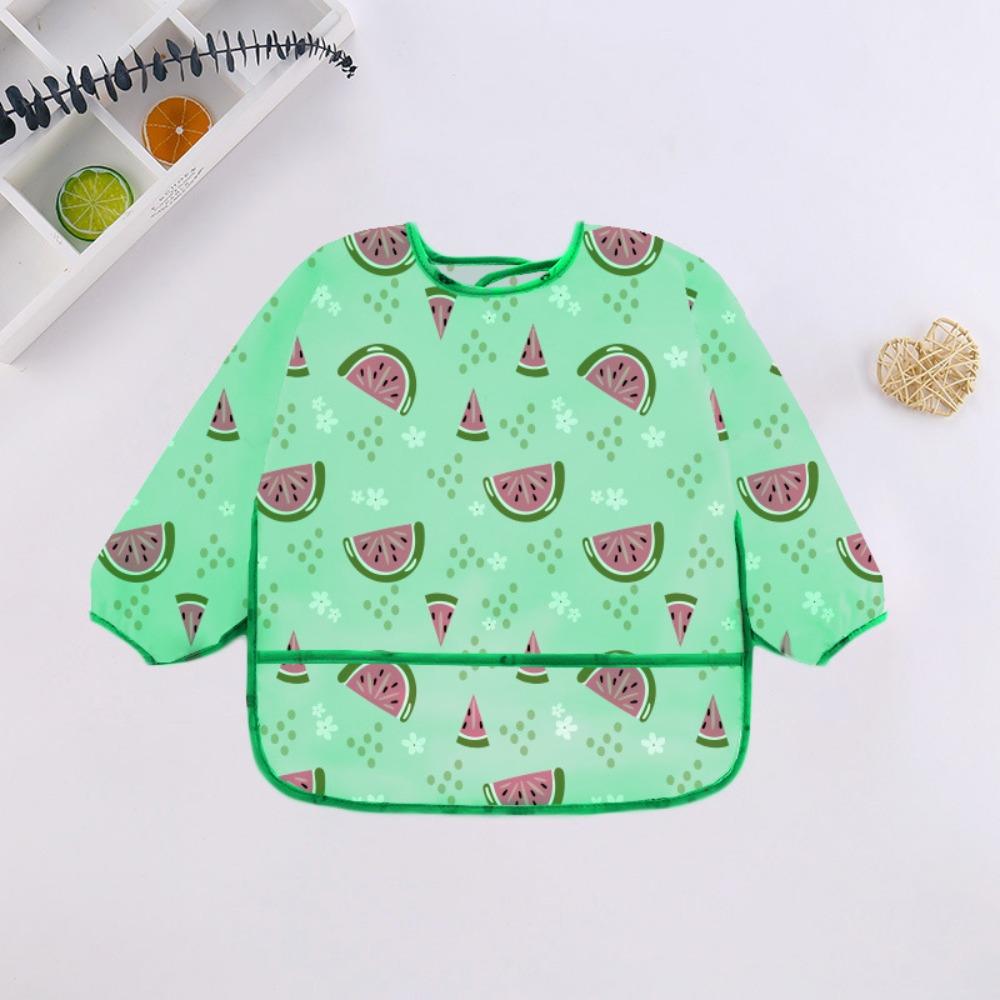 Adjustable Full Sleeve Apron Protective Front Long Sleeve Feeding Smock Durable Baby Bibs