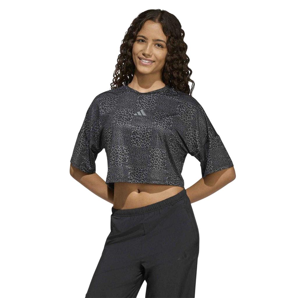 Adidas Girls Leopard Print Crop Top
