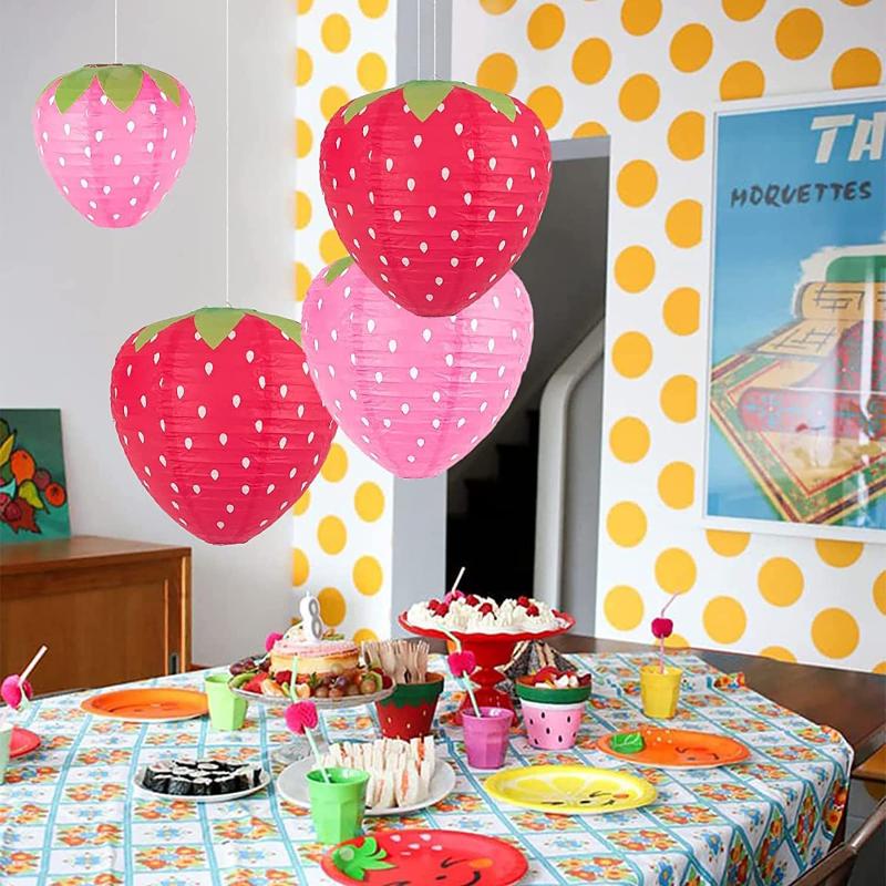 3 шт. Бумажный фонарик Клубника Детский DIY Ручной бумажный фонарик Садик Подвесное украшение Счастливый Сладкий Декор для вечеринки по случаю дня рождения девочек