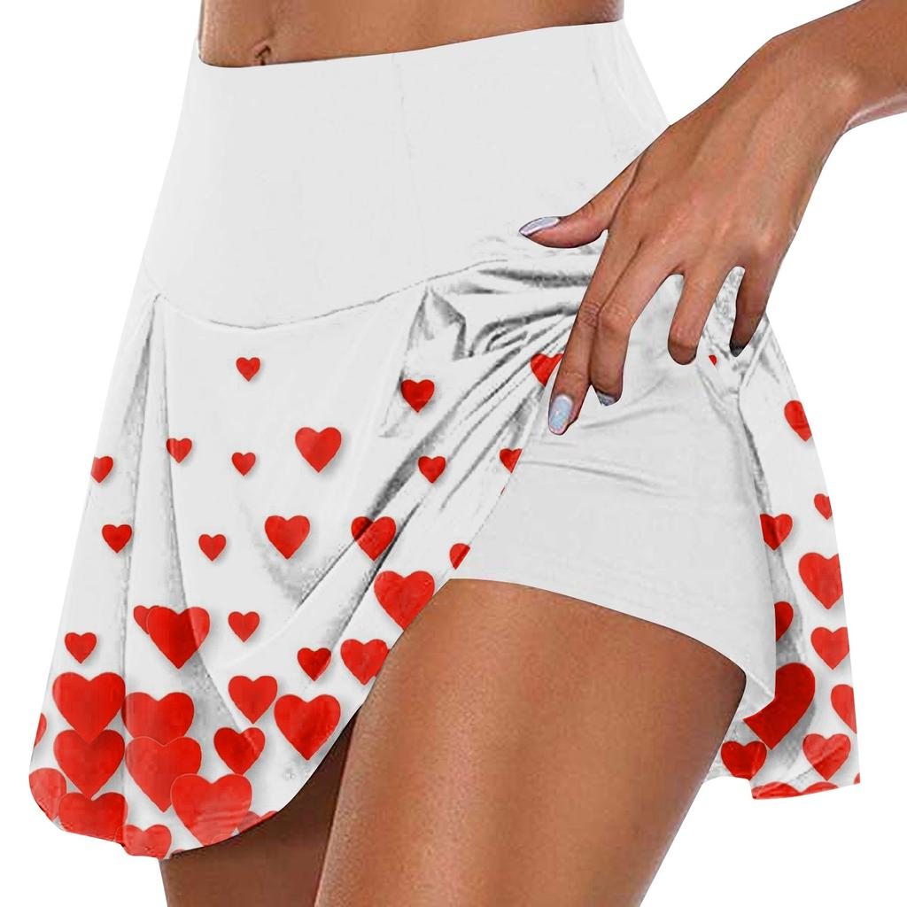Women's Athletic Stretchy Pleated Tennis Skirts Run Yoga Inner Shorts Elastic Sports Golf Skorts Printing