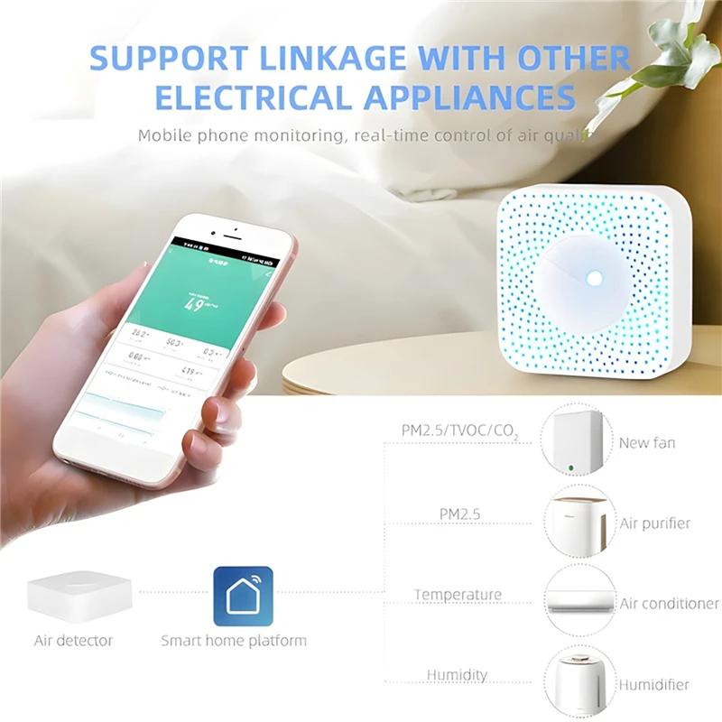 Tuya WIFI 6-в-1 Детектор качества воздуха PM2.5/Формальдегид/ЛОВ/CO2/Температура/Влажность Тестер Датчик качества воздуха