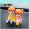 Милая мультяшная полимерная фигурка пары для украшения приборной панели автомобиля, украшение микроландшафта для нового дома, аксессуар для декора интерьера