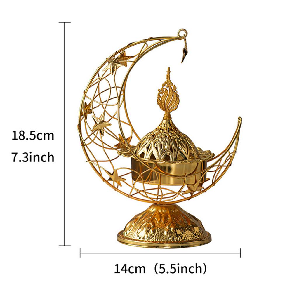 Ближневосточная ручная металлическая полумесяцница для благовоний черного/золотого цвета, настольная аромалампа для гостиной, арабское украшение на Ид