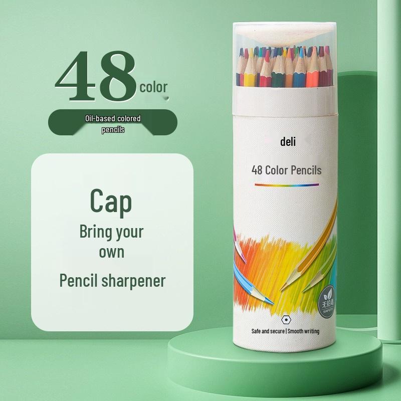 Deli 6812 Series Water-Soluble Oil-Based Colored Pencil Set - Available in 24, 36, or 48 Colors