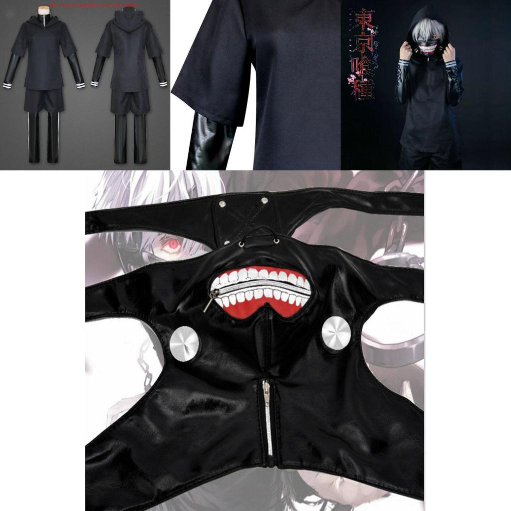 Элегантный костюм Канеки Кена из Tokyo Ghoul в полный рост с модным дизайном, идеально подходит для Хэллоуина и тематических вечеринок