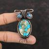 Pink Opal Copper Turquoise Pendant Copper Wire Wrapped Pendant Gemstone Owl Jewelry Blue Color Evil Eye Pendant Copper Jewelry Gift For Her