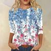 Women's Fashion Casual Seven Sleeve Printed Round Neck T-Shirt Top