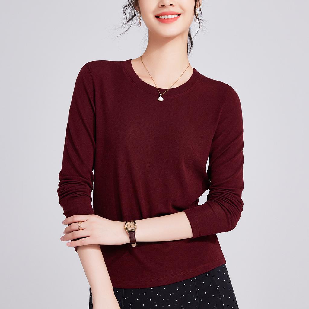 New Tencel, Soft Waxy Slim-fitting Bottoming Shirt with Long-sleeved Women's Spring and Summer Top