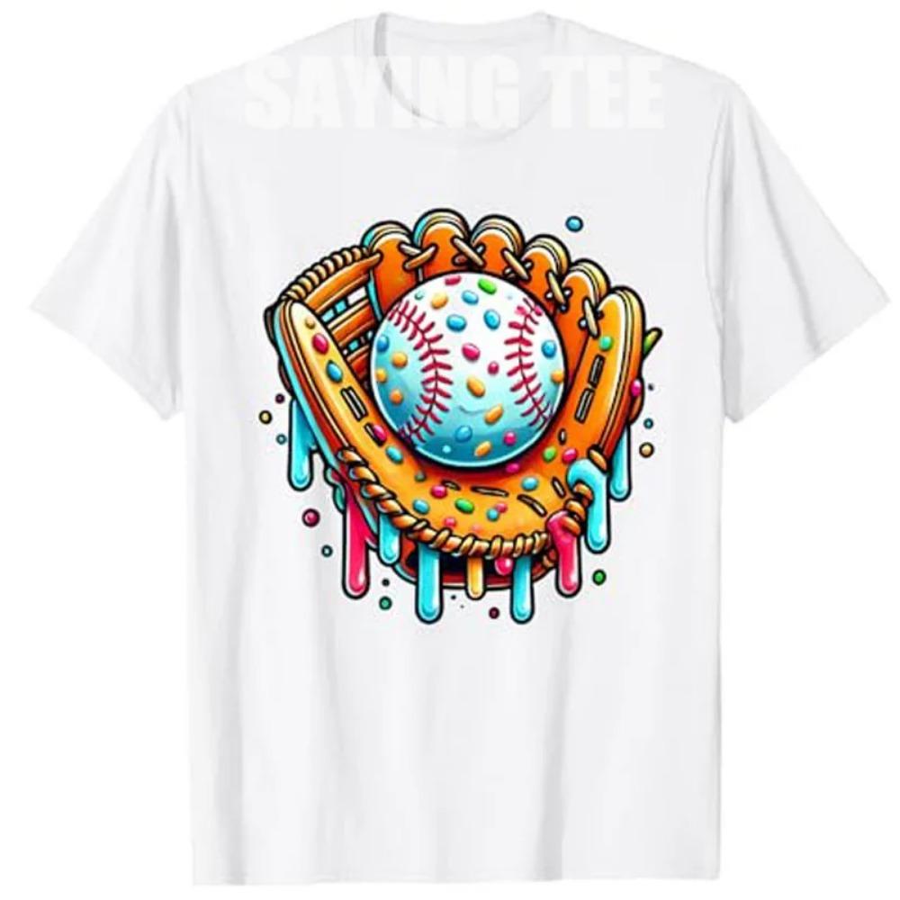 Ice Cream Drip Baseball Stuff Baseball Drip для мальчиков Футболка с графическим принтом Baseball Drip Team Новинка Подарки Y2k Блузки с коротким рукавом