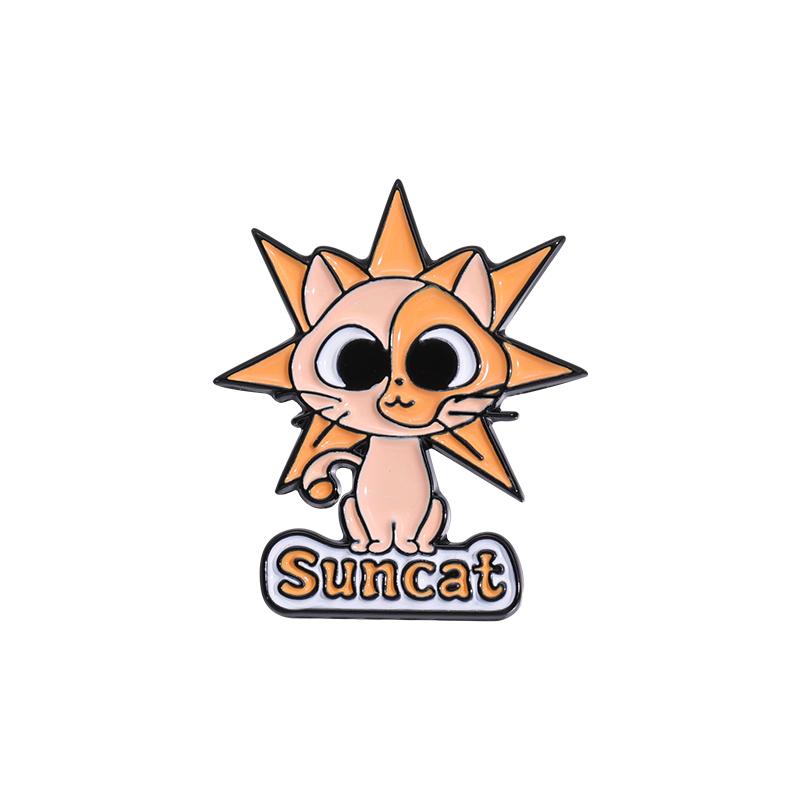 Sun And Moon Good Night Enamel Pins Custom Suncat And Mooncat Brooches Lapel Badges Funny Jewelry Gift for Kids Friends