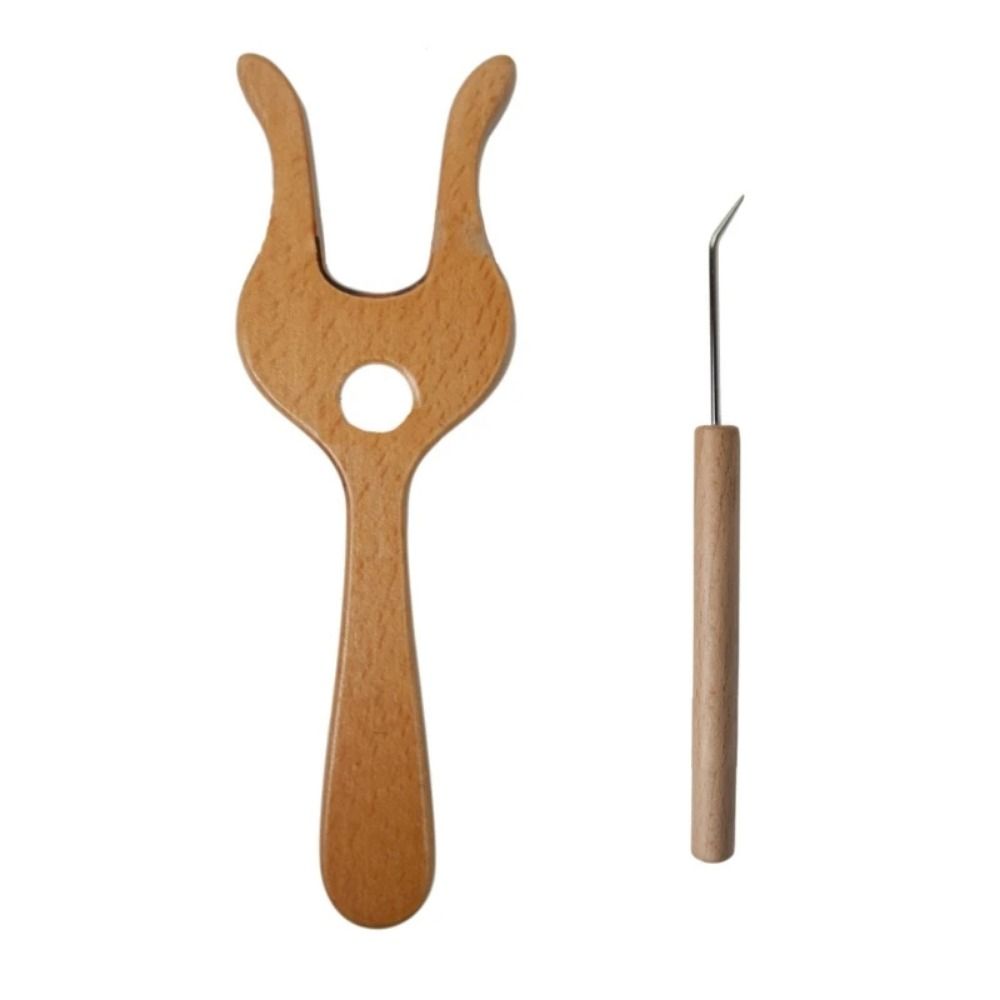 Деревянная вилка для вязания с изогнутым кончиком иглы, инструмент для плетения шнуров ручной работы, наборы для вязания крючком «сделай сам» для начинающих