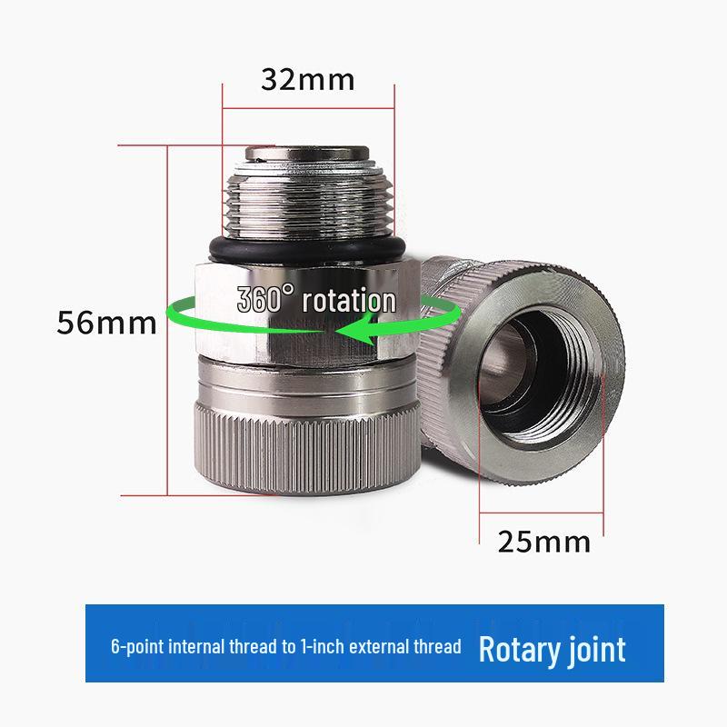 360° Rotating Stainless Steel & Aluminum Fuel Nozzle Swivel Joint, Fits 1/2", 3/4", 1" Oil Pipes