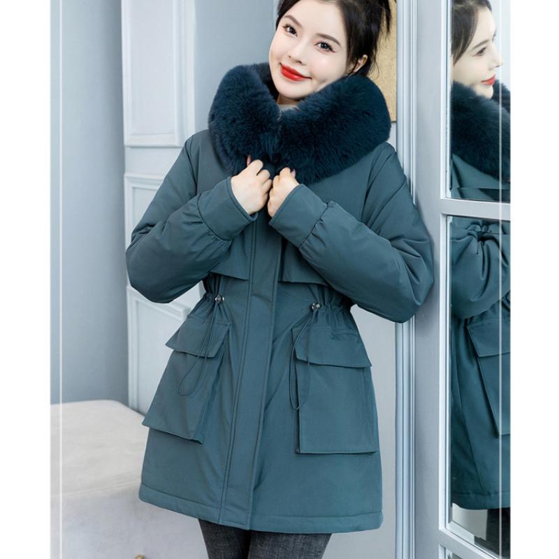 Осенне-зимняя женская однотонная съемная корейская версия с капюшоном на талии, теплая женская куртка, 5 цветов