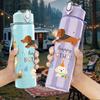 1PC Happy Birthday Dachshund Art 750ml Color Plastic Sports Water Bottle Leakproof Flip Straw Lid Suitable for Sports Office Home Use