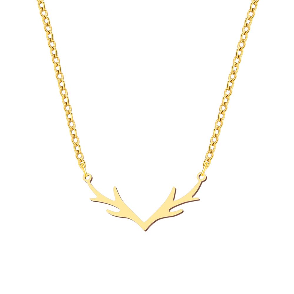 Stainless Steel Necklaces Exquisite Antlers Pendant Chain Choker Charm Fashion Necklace For Women Jewelry Christmas Party Gift