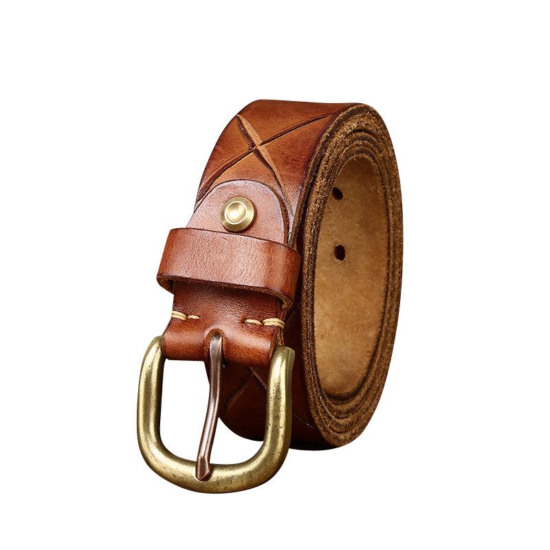 Новый Стирка Ручная Работа Отметка Ножа Ремень Мужской Кожаный Пряжка-Штырек Личность Тренд Корейская Версия Первый Слой Кожа Коровы Ремень Мужской
