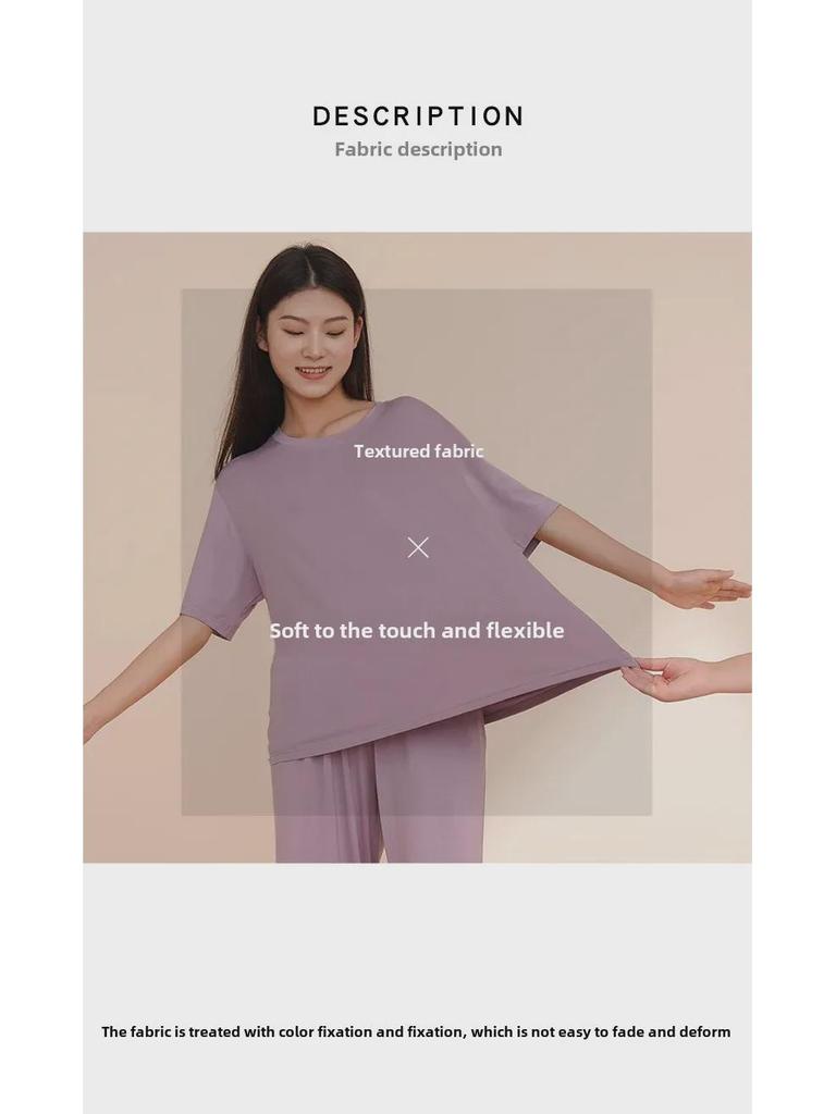 Женский летний пижамный комплект из модального хлопка с короткими рукавами и нагрудной накладкой