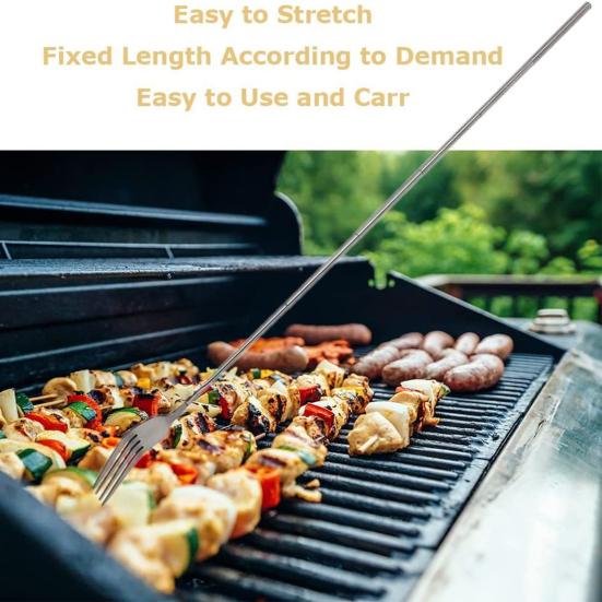 Телескопическая вилка, телескопическая ложка, нержавеющая сталь, нож для гриля, выдвижная, 8,7–25,4 дюйма, столовые вилки, устойчивые к ржавчине, столовые приборы для барбекю, десертов, фруктов