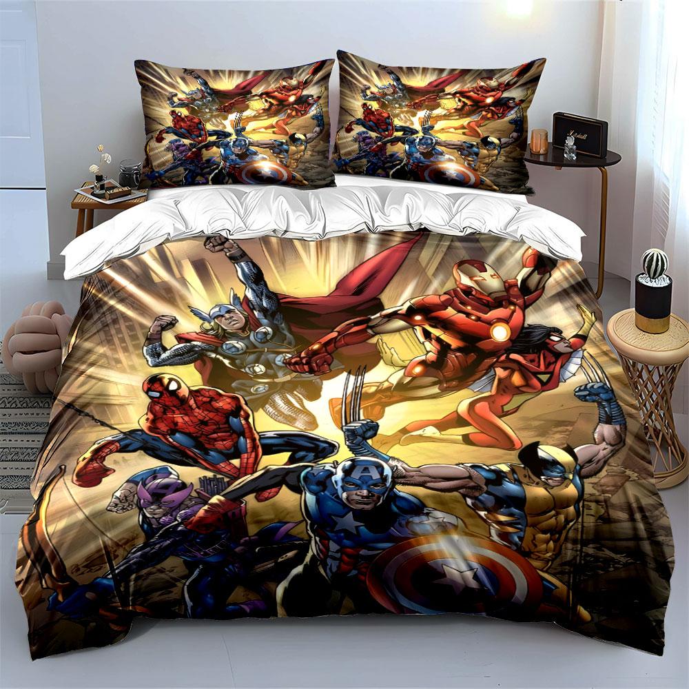 Superheroes in action poses. Bedding sets Duvet cover sets Duvet covers Pillowcases(1 * Duvet Cover 2 * Pillowcases without duvet insert)