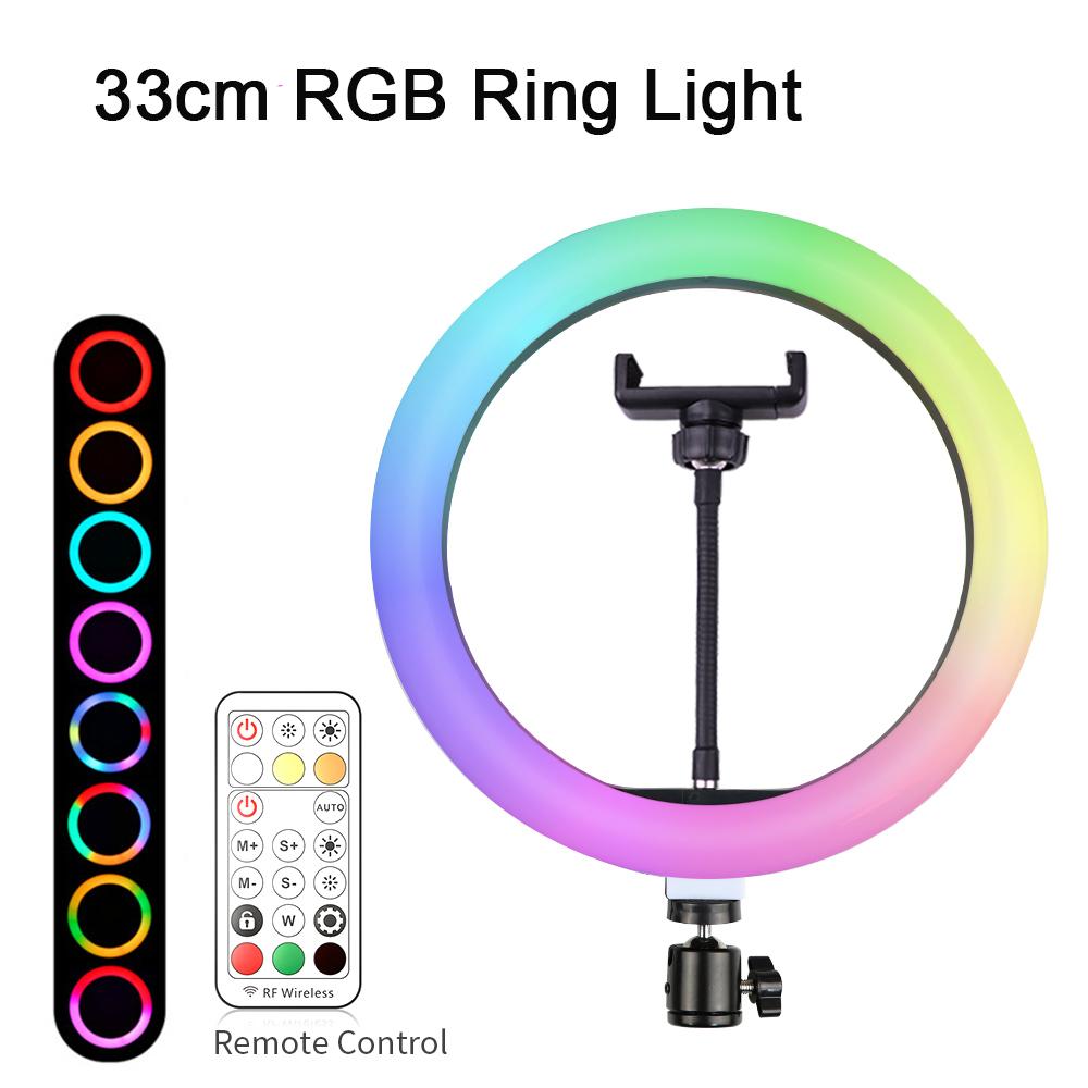 13inch RGB Led Selfie Ring Light With 0.5m 1.6m 2m Tripod Colorful 33cm Photographic Lighting With Remote Control For Youtube