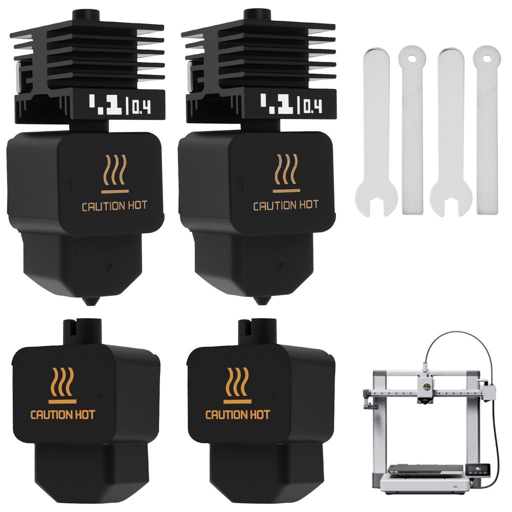 Набор горячего конца (Hotend) 2 шт. для Bambu Lab P2S/H2D/H2S/A1/A1 Mini, высокоскоростная сборка горячего конца, сопло из закаленной стали 0,4 мм, запчасть для 3D-принтера
