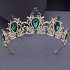 Waterdrop Green Crystal Crown for Girls Small Tiaras Headdress Prom Wedding Dress Hair Jewelry Bridal Party Accessories