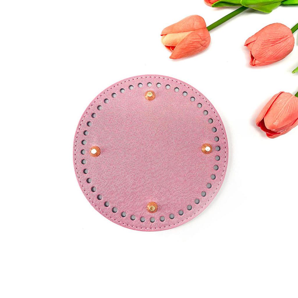 15*15cm Round Bottom For Knitted Bag PU Leather Bag Base with Holes Handmade DIY Crochet Bag Bottom Accessories