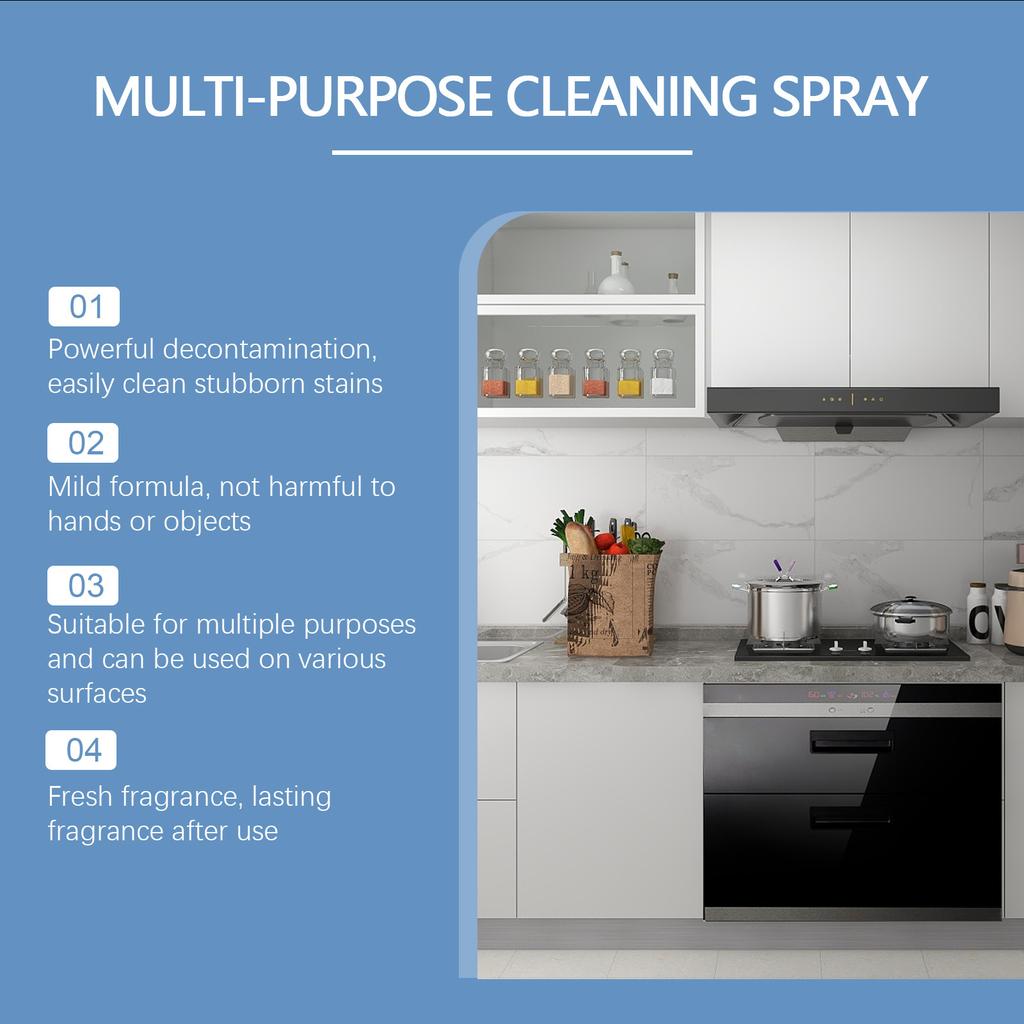 Jue-Fish Bathroom Cleaning Spray Powerful Rinse-Free Bubble Cleaner Degreasing Cleaning Spray Stain Removal Foam Cleaner for Kitchen