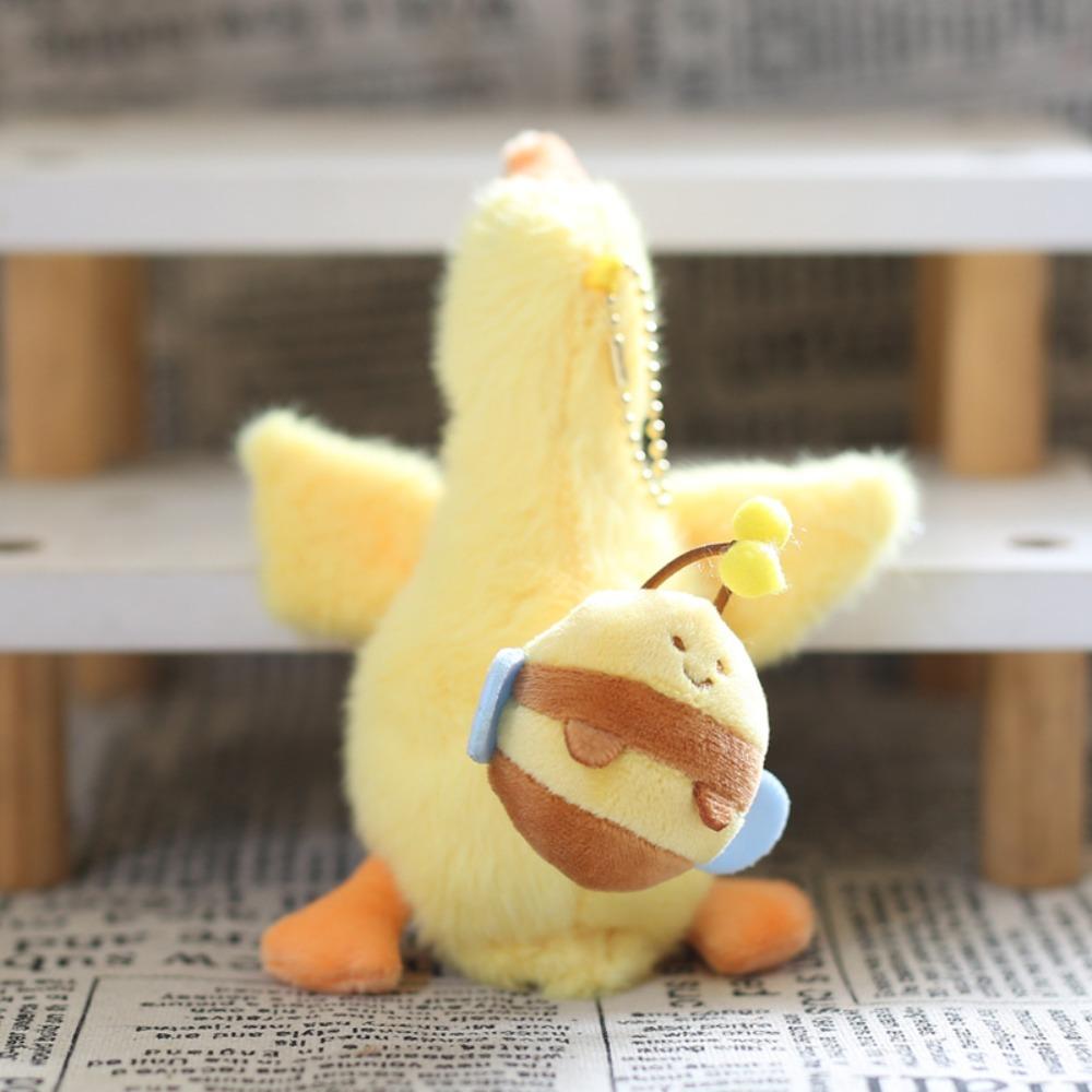 Crayfish Turtles Bees Duck Plush Keychain Fluffy Plush Cartoon Duck Keychain Bag Hanging