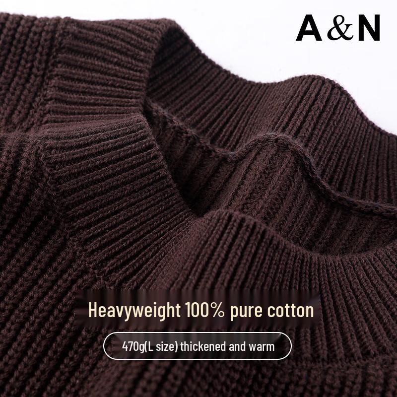 Мужской свитер из 100% хлопка крупной вязки с круглым вырезом