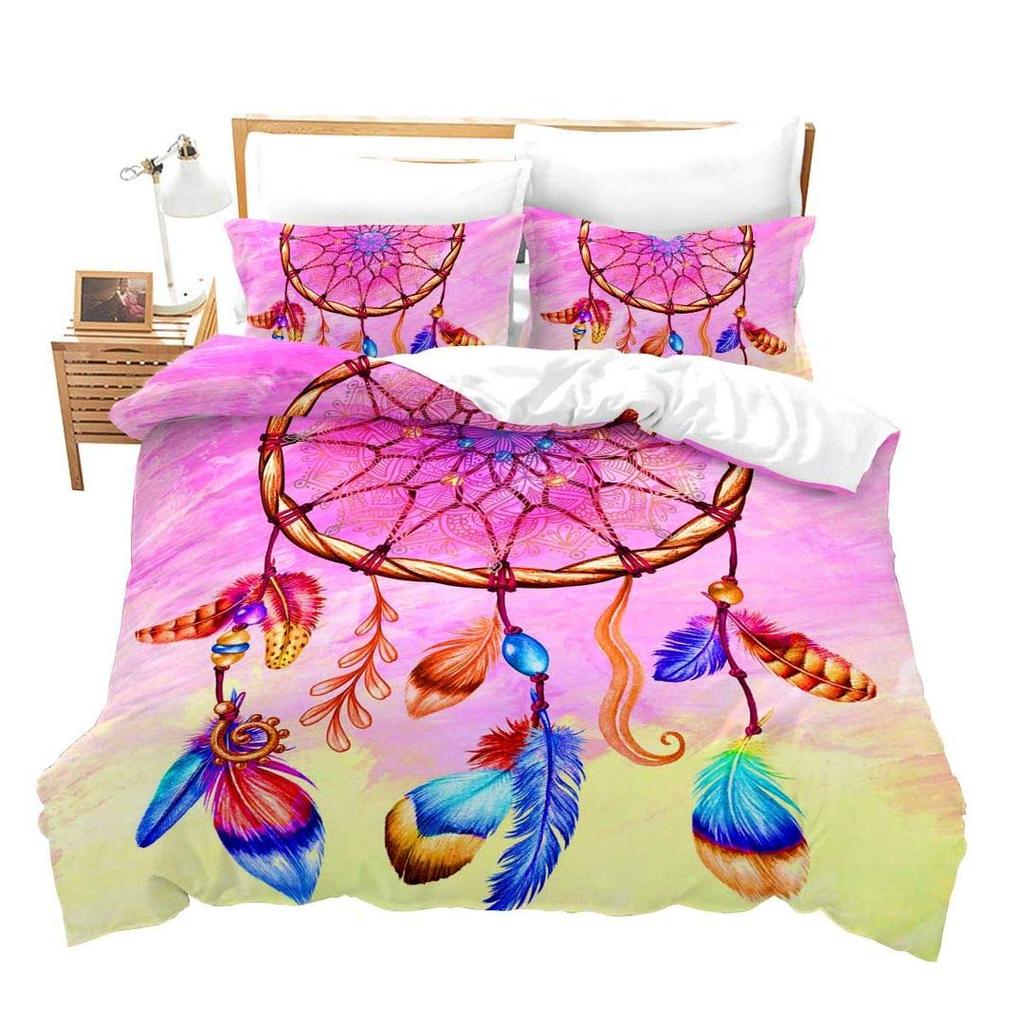 Cartoon Dreamcatcher Duvet Cover Collection Single King Feather Bedding Collection Microfiber Bohemian Comforter Cover For Girls Women Room