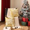 Gold Pillowcase with Reindeer and Snowflake Embroidery - Christmas Cushion Cover