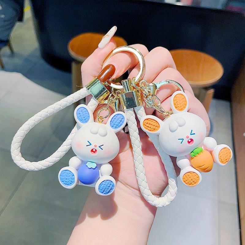 Cute Strawberry Bunny Resin Keychain Adorable Bag Charm Perfect Gift For Girls