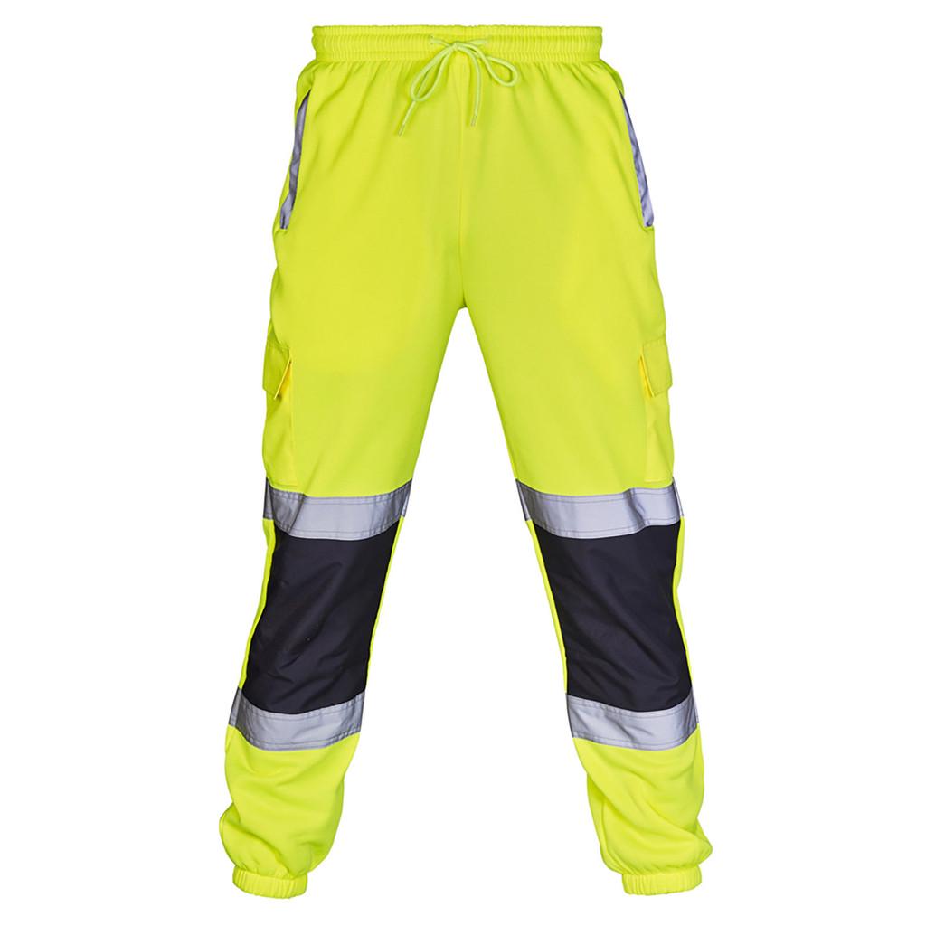 Men Road Work High Visibility Overalls Casual Pocket  Work Casual Trouser Pants