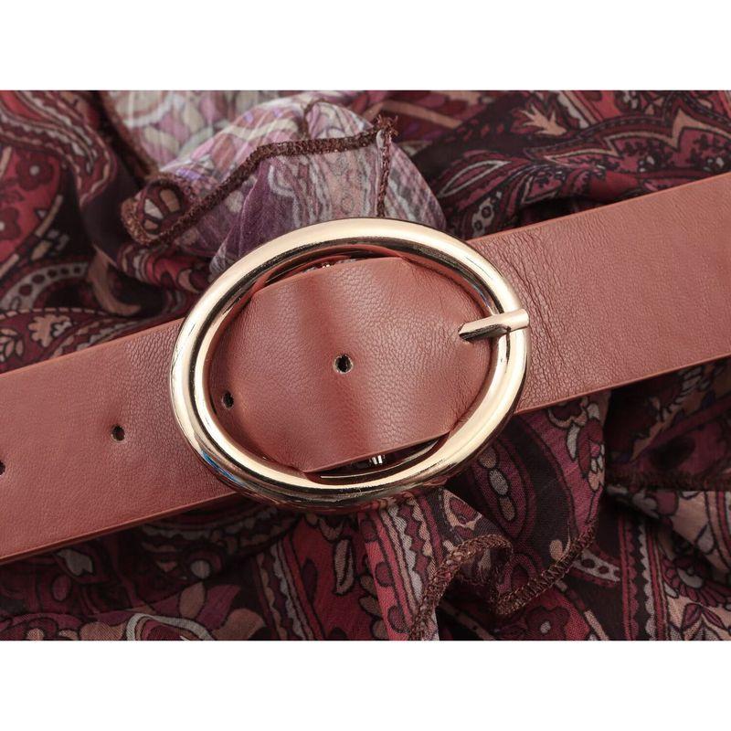 Kaslead New Women Clothes Western Style Fashion With Belt Frill Print V-neck Dress