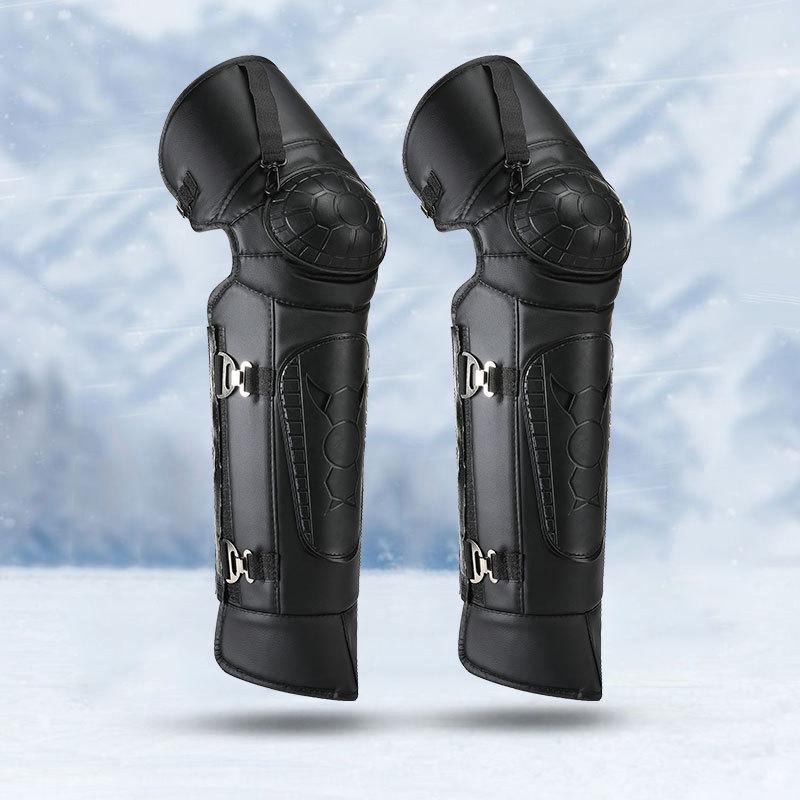 Unisex Winter Electric Motorcycle Knee Pads: Cold-Proof, Waterproof, Windproof, Thickened Fleece-Lined Leg Warmers for Riding