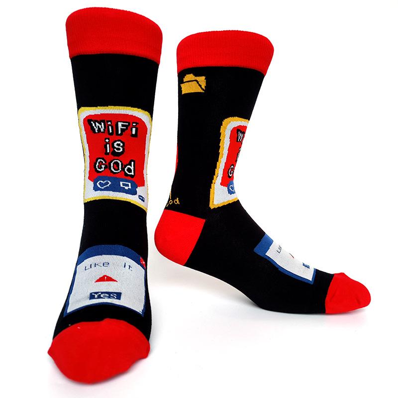 Новинка, веселые мужские носки с рисунком из хлопка, покер, корги, лягушка, сумасшедший бургер, пиранья, волк, авокадо, орел