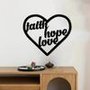 Faith Hope Love In Heart Metal Wall Art Decorative Iron Art Silhouette, Stylish Hanging Wall Art, and Interior Decoration
