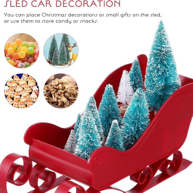 Christmas Sleigh Decoration Collection, Red Santa Claus Sleigh Decoration, Suitable for Christmas Holiday and Party Decoration