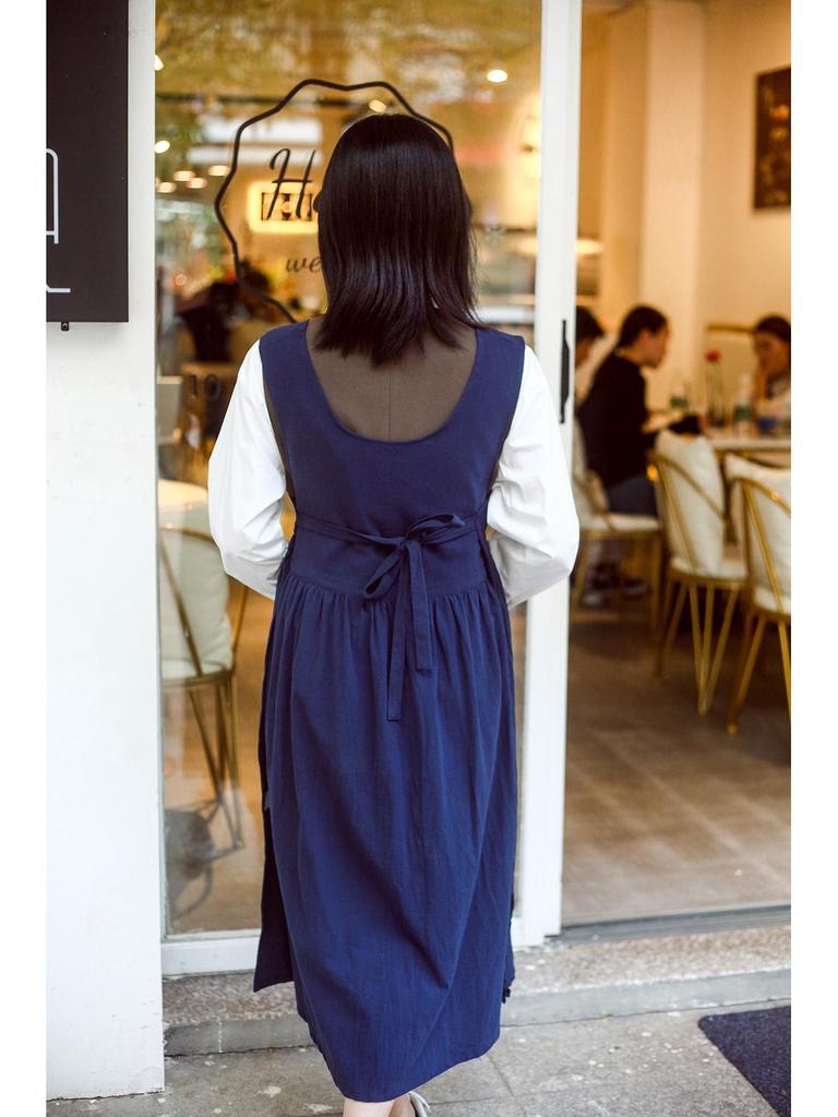 Хлопковый фартук большого размера с цветочным принтом и боковым разрезом для нейл-арта - Европейский и американский стиль