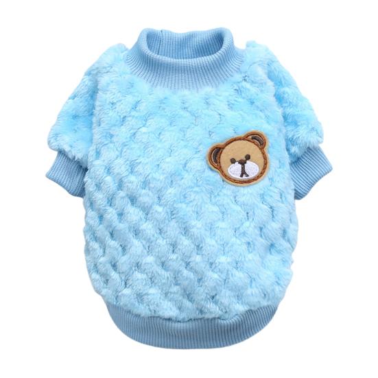 Жилет для собак с вышивкой медведя, теплая одежда для собак, утолщенный коралловый флис для домашних животных