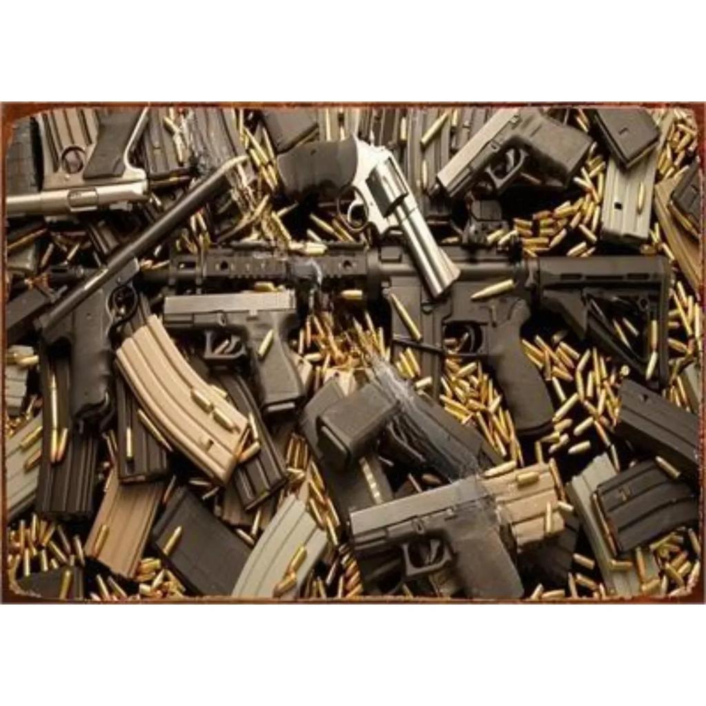 Vintage Neue Pistole HD Zinn Malerei Metall Zeichen Poster Nach Hause Wohnzimmer Bar Club Party Mann Höhle Kunst Wand Dekoration