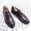  Oxford Men Dress Shoes Classic Brogue Shoes Fashion Casual Leather Shoes Mens Brown Lace Up Wedding Office Formal Oxfords