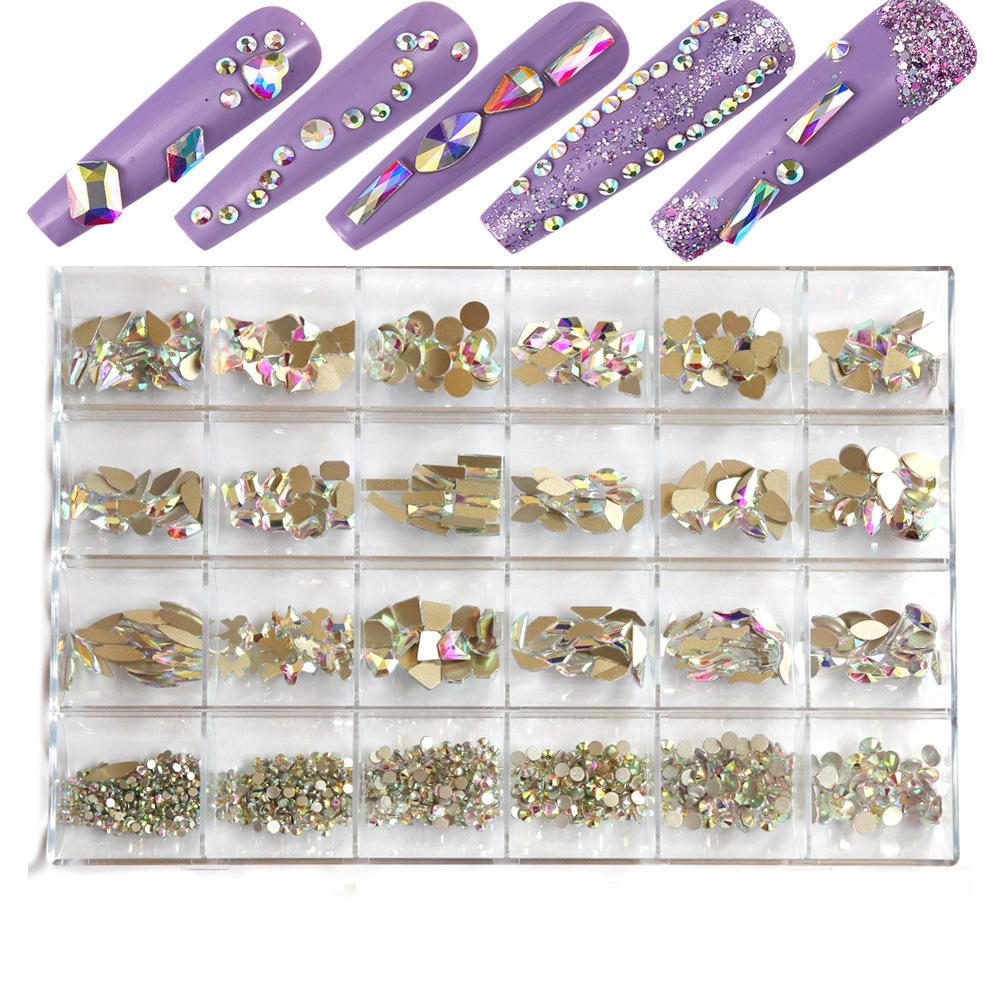 24 Grid Nail Art Diamond Box Special-Shaped Diamond Nail Jewelry Nail Art Set